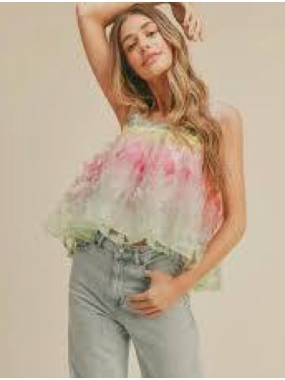 &merci 3D Butterfly Mesh Babydoll Top - Size S (Excellent Condition)